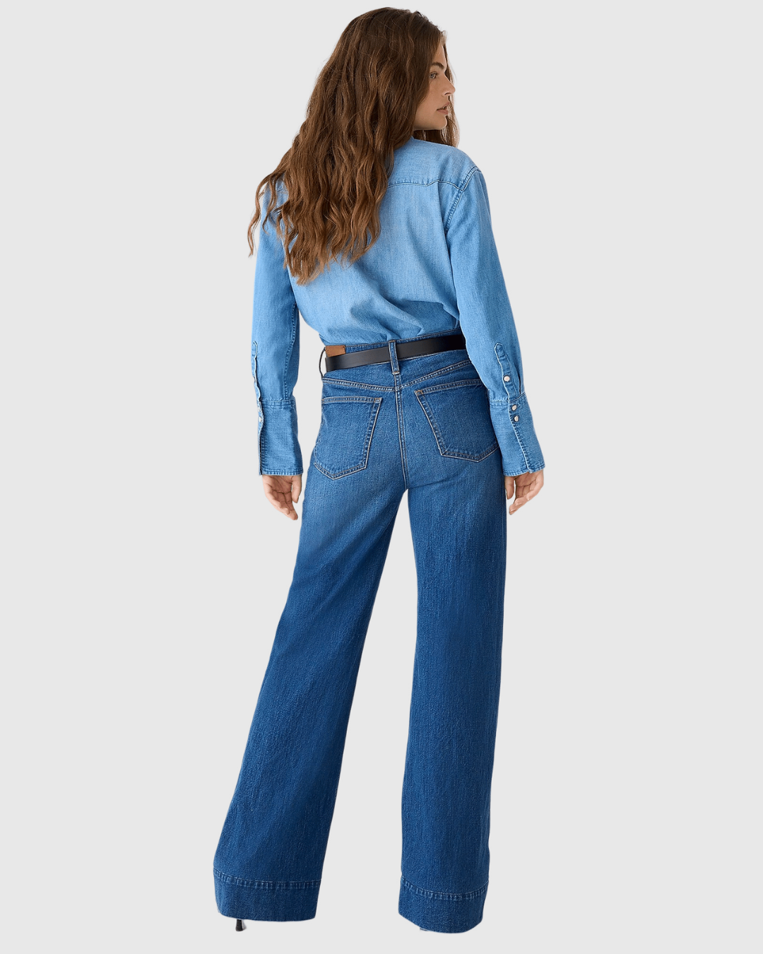 Blugi cu Picior Larg, Talie Înaltă și Control al Abdomenului
