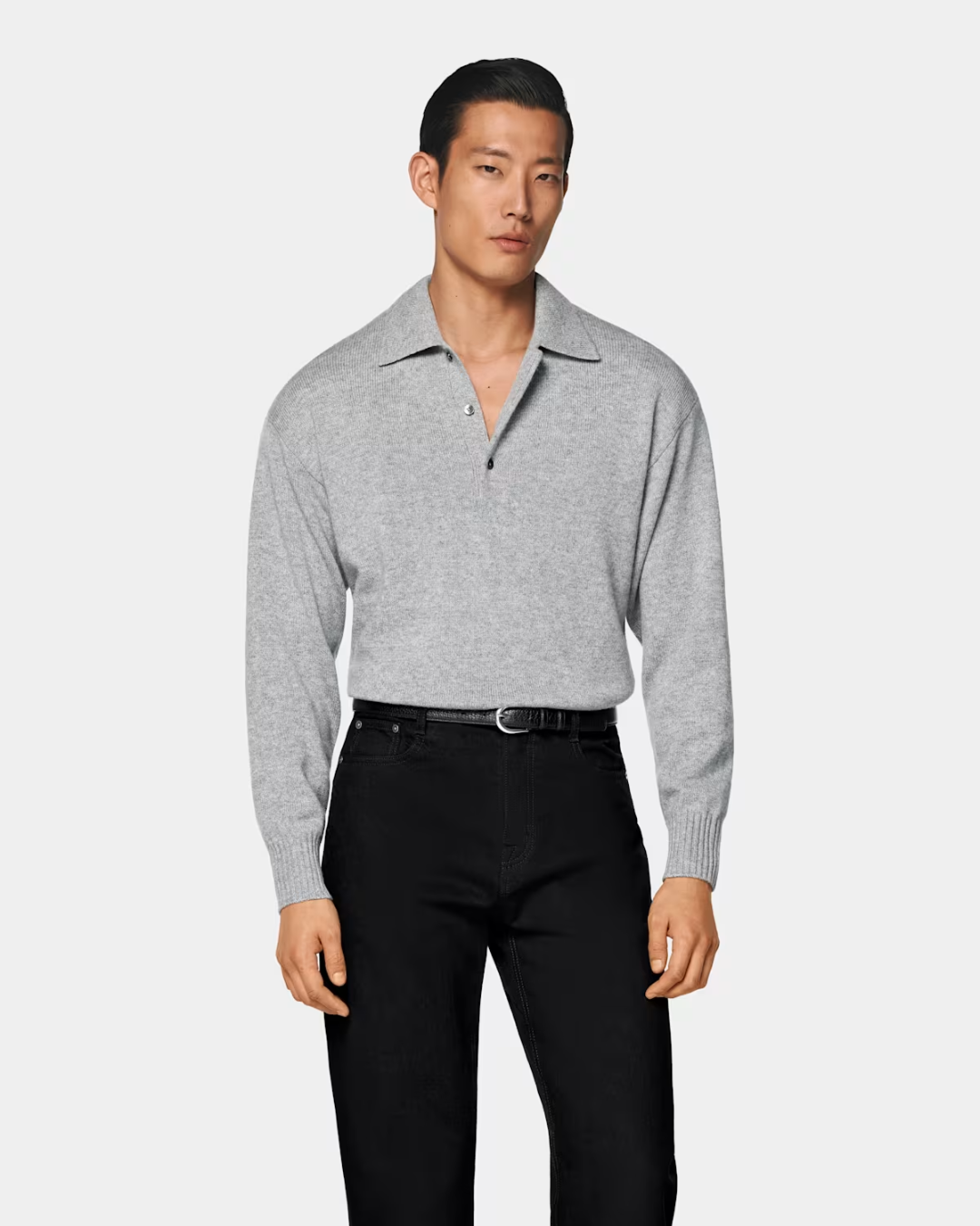 Tricou Polo cu Mânecă Lungă din Tricot Premium pentru Bărbați