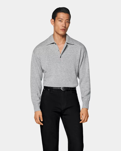 Tricou Polo cu Mânecă Lungă din Tricot Premium pentru Bărbați