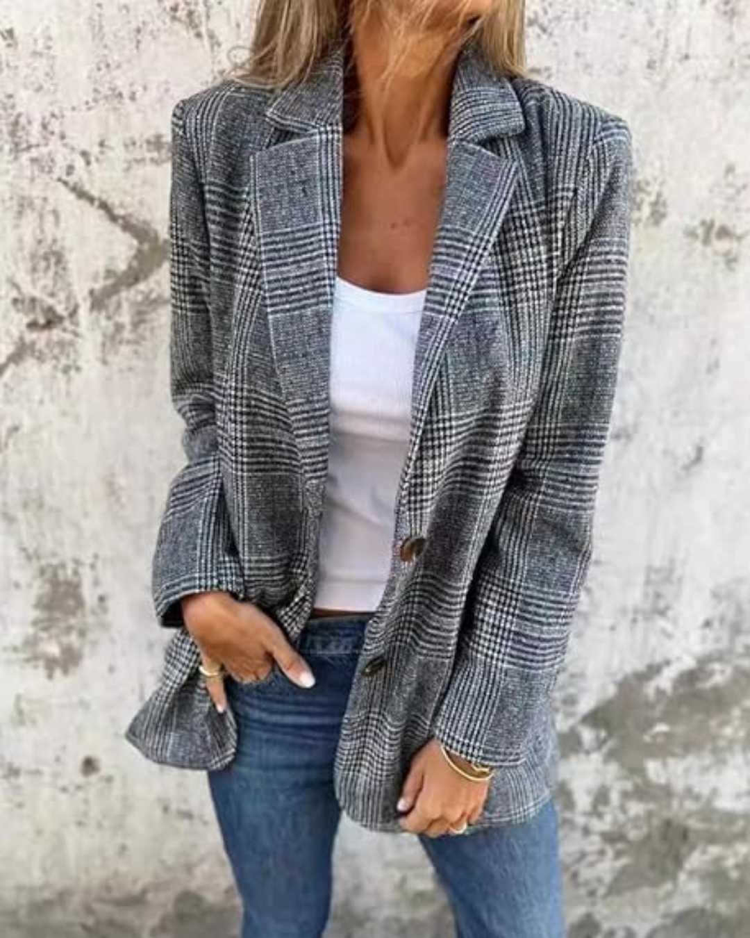 Sacou blazer în carouri cu design elegant pentru femei®