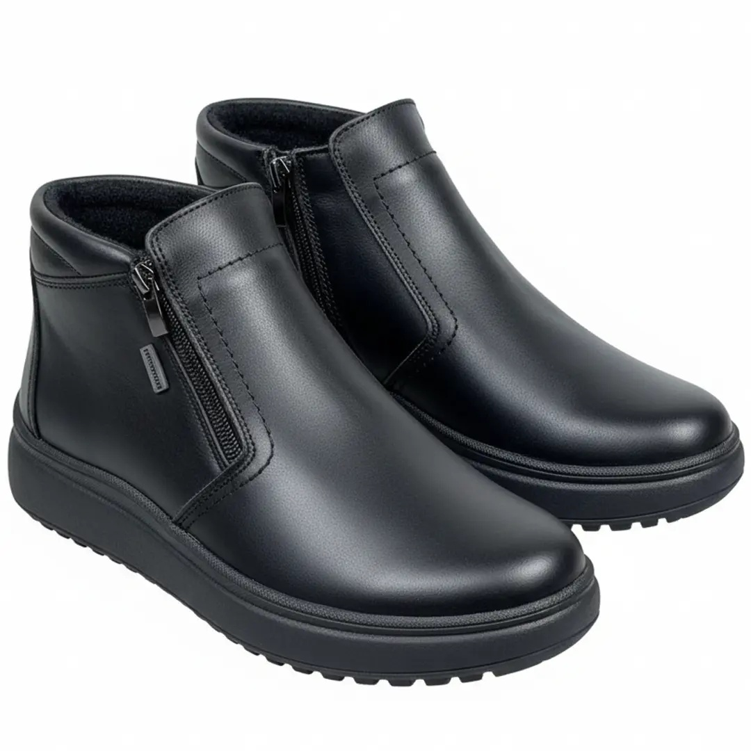 Ghete de Iarnă din Piele cu Fermoar pentru Bărbați®