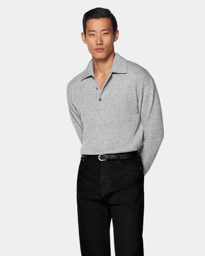 Tricou Polo cu Mânecă Lungă din Tricot Premium pentru Bărbați