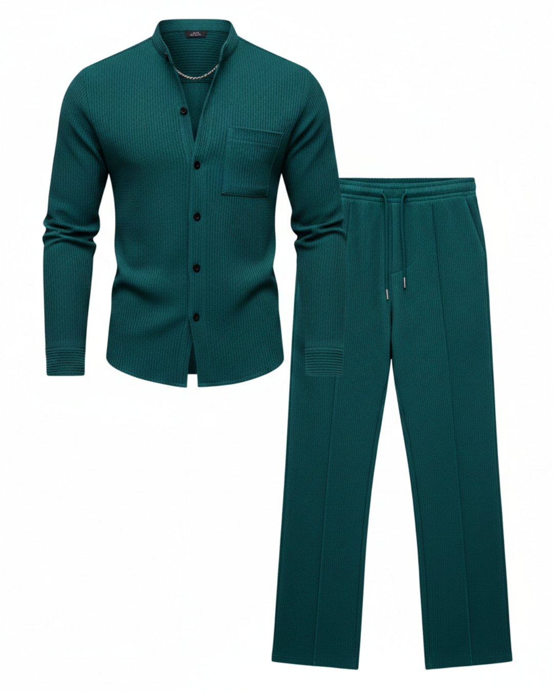 Set Masculin din Tricou și Pantaloni cu Textură Waffle®