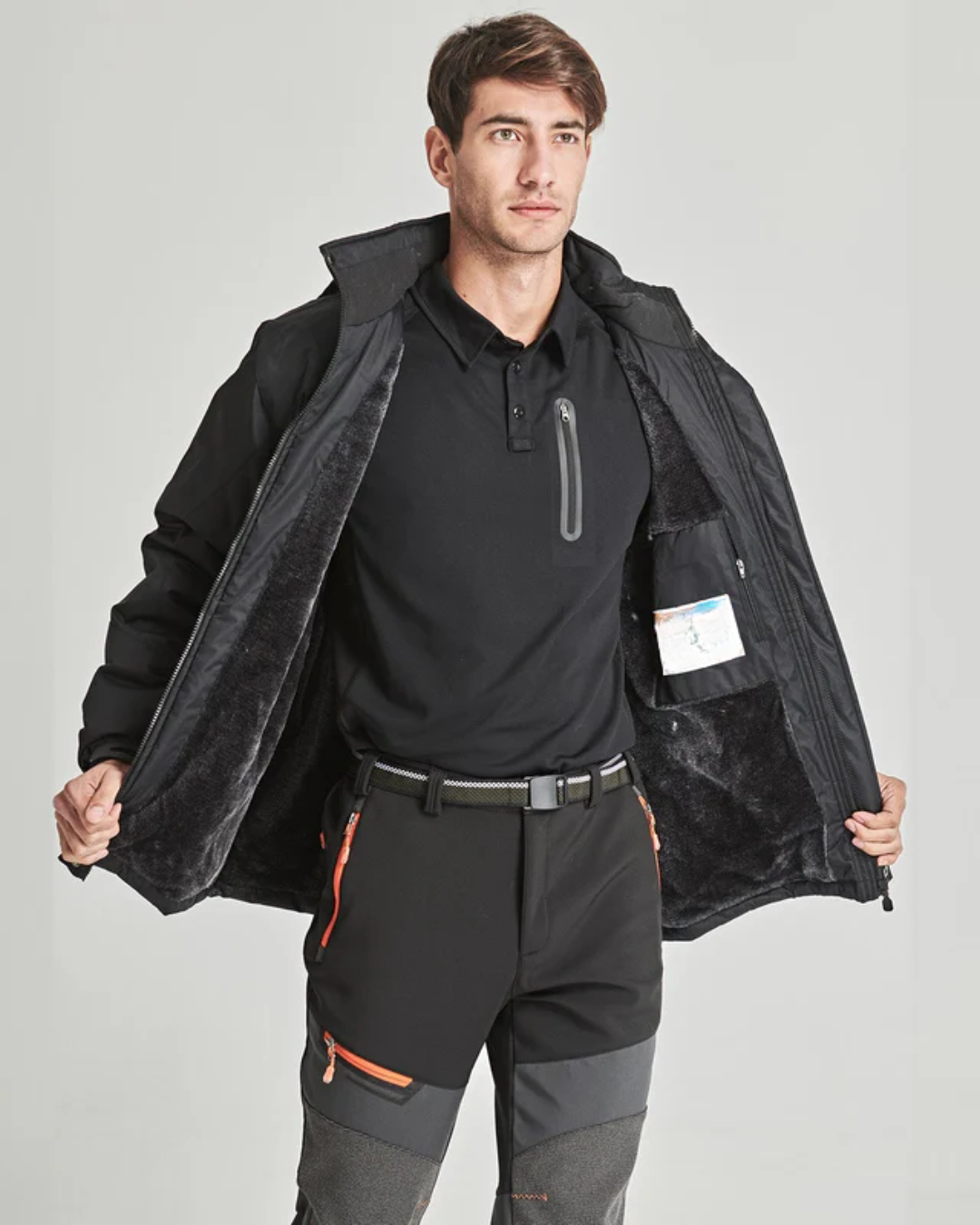 Haină de iarnă pentru bărbați cu căptușeală interioară călduroasă