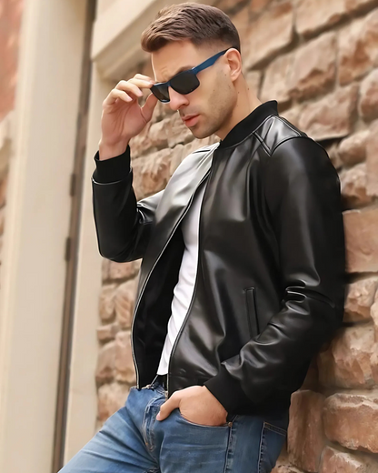 Jachetă bomber din piele pentru bărbați®