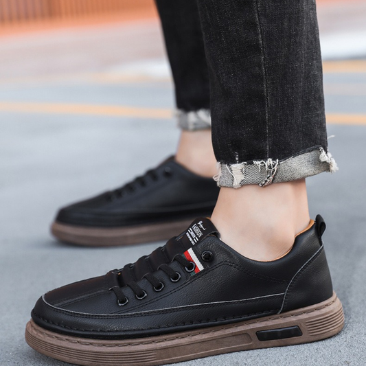 Adidași casual din piele naturală cu talpă flexibilă pentru bărbați