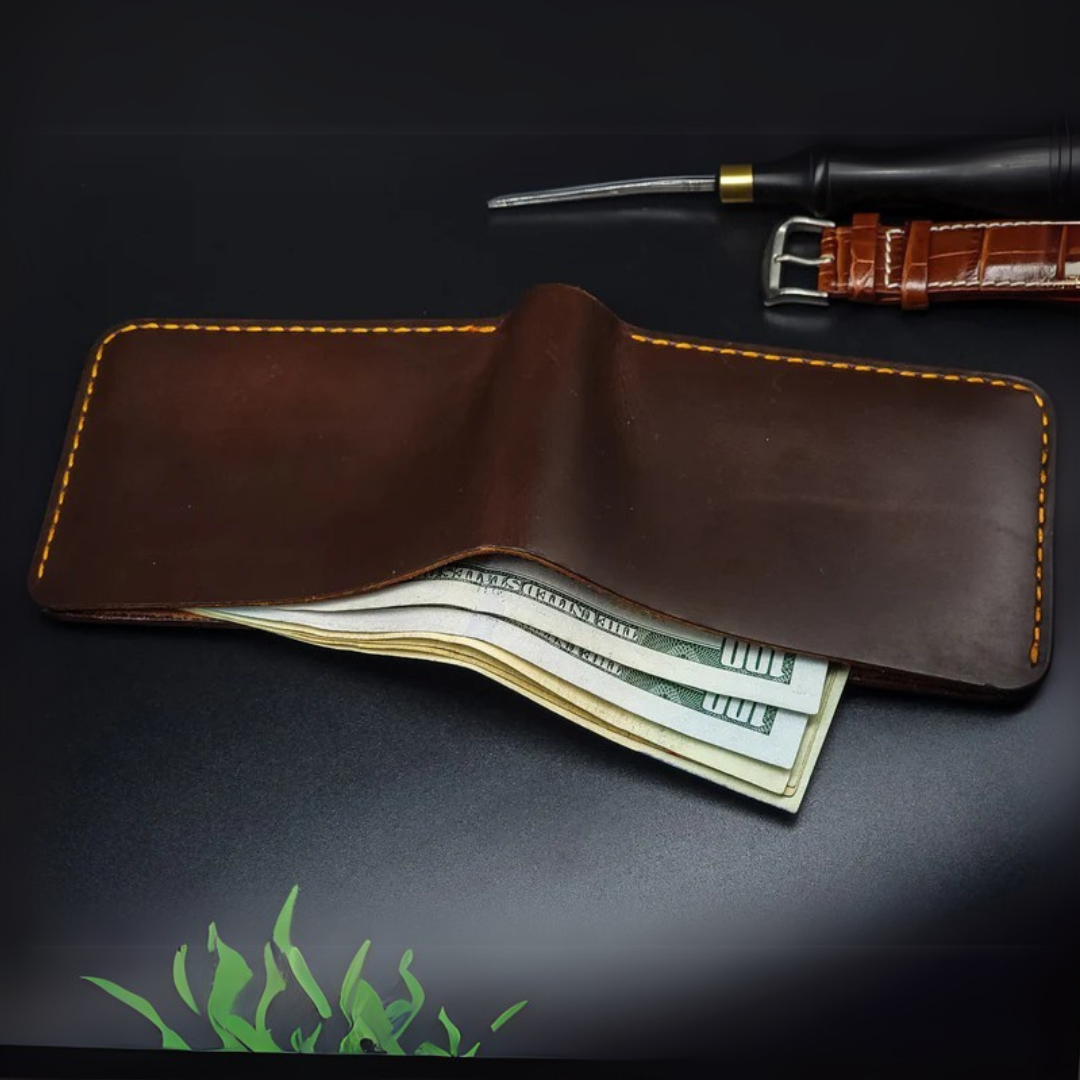 Portofel din piele cu design elegant și cusături întărite