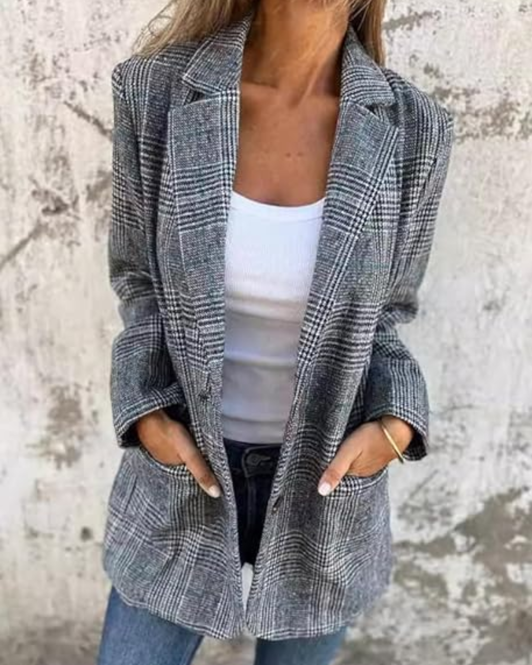 Sacou blazer în carouri cu design elegant pentru femei®