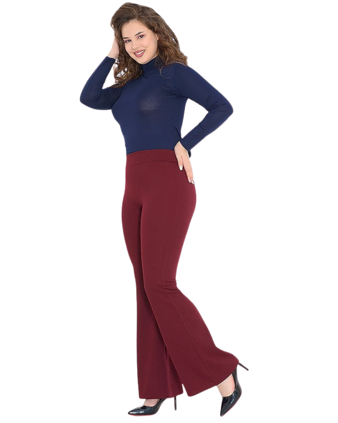 Pantaloni Moderni cu Croială Largă și Țesătură Elastică