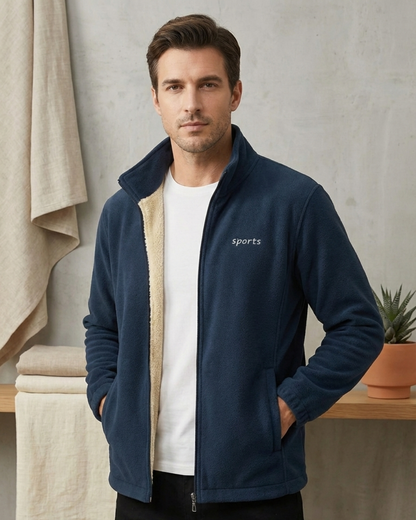 Jacheta termică căptușită cu blană artificială pentru bărbați