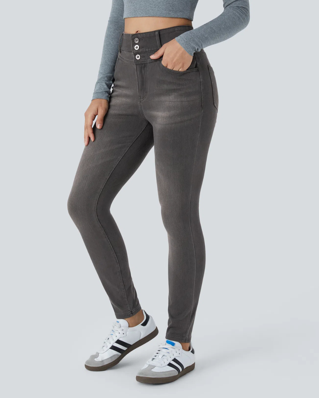 Blugi Flexibili cu Talie înaltă și Confort Total