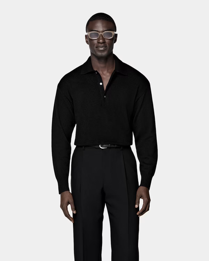 Tricou Polo cu Mânecă Lungă din Tricot Premium pentru Bărbați