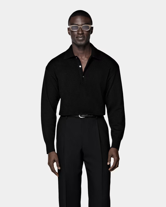 Tricou Polo cu Mânecă Lungă din Tricot Premium pentru Bărbați