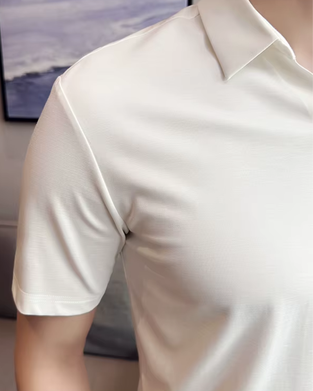 Elasticitate Ridicată Ușoară Moale și Rezistenta la încrețire Cămașă Polo Pentru Bărbați în Culoare Solidă 