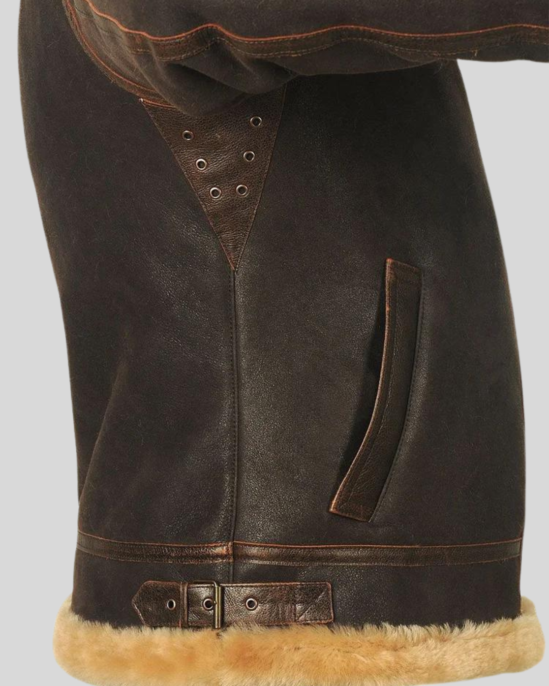 Jachetă Aviator Pentru Bărbați din Piele și Fleece