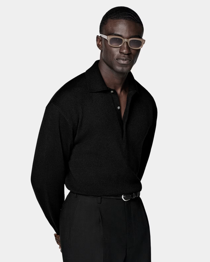 Tricou Polo cu Mânecă Lungă din Tricot Premium pentru Bărbați