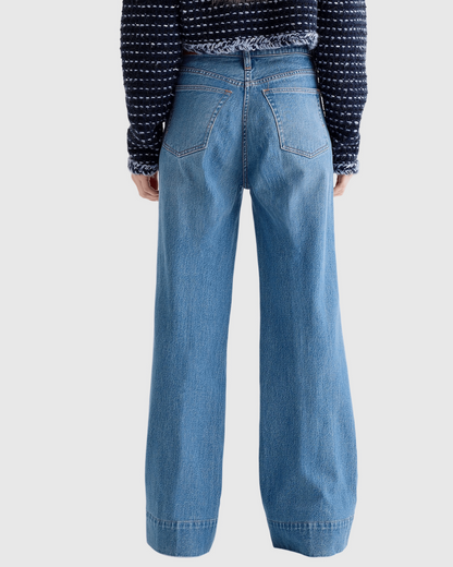 Blugi cu Picior Larg, Talie Înaltă și Control al Abdomenului