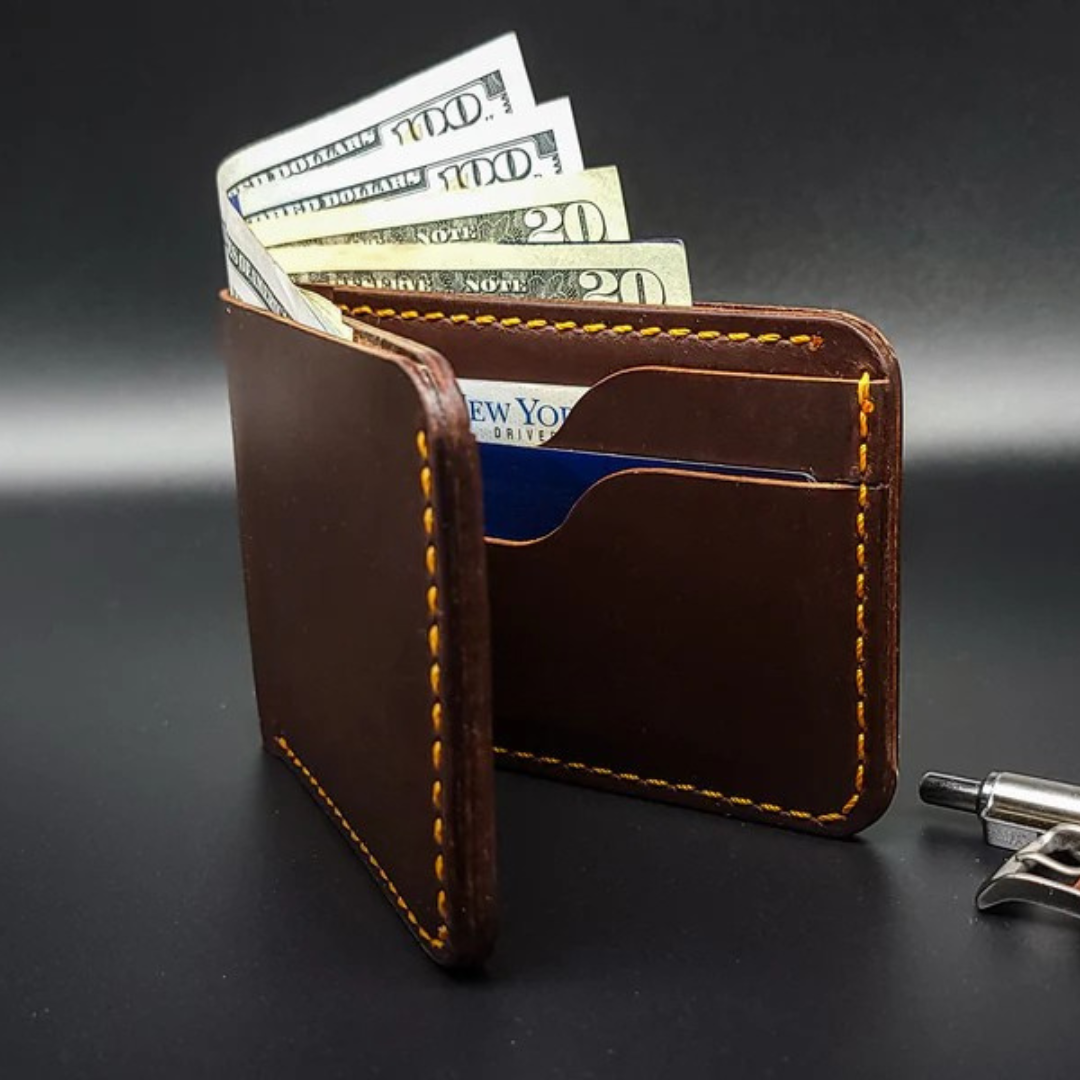 Portofel din piele cu design elegant și cusături întărite