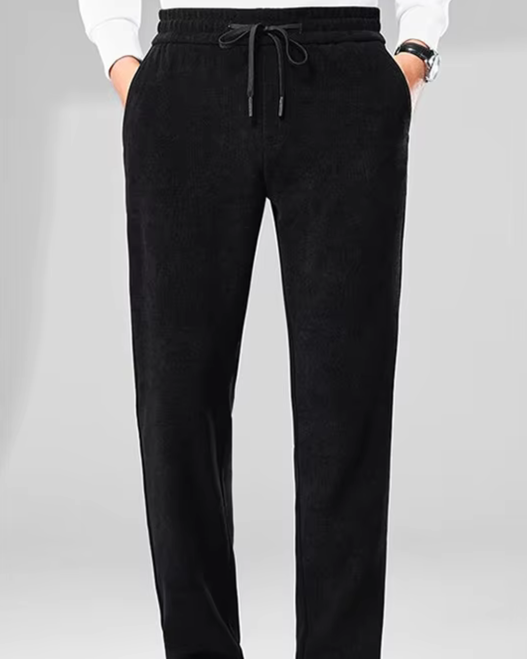 Pantaloni Casual din Velur cu Talie Elastică Pentru Bărbați