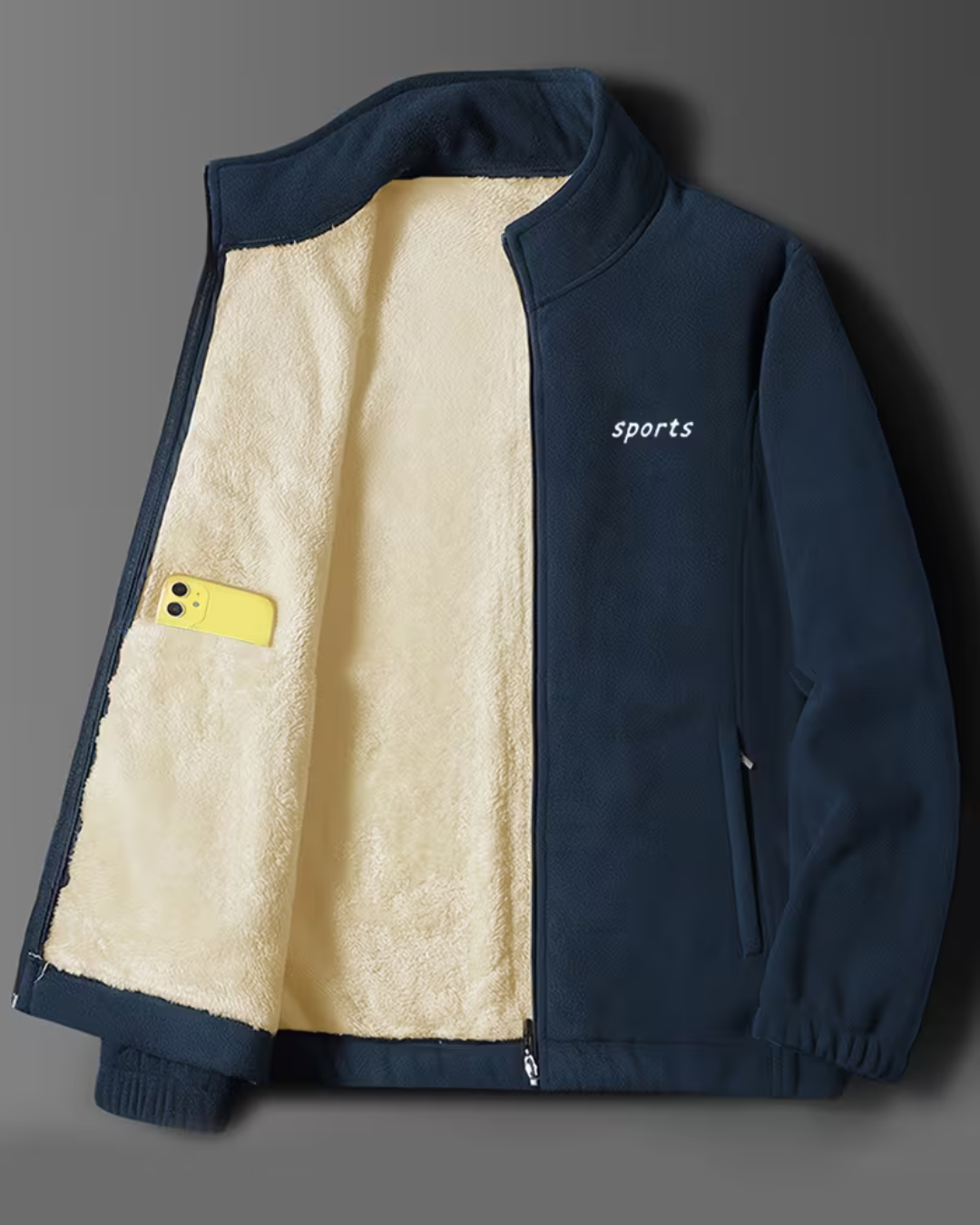 Jacheta termică căptușită cu blană artificială pentru bărbați