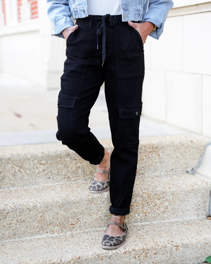 Pantaloni Sport cu Talie Înaltă și Manșete Cargo pentru Femei