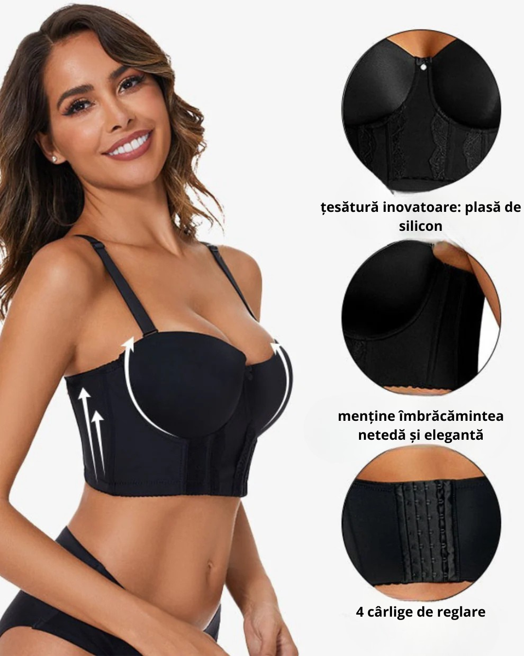 Sutien Long Fără Bretele cu Design din Dantelă 