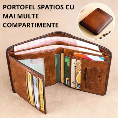 Husă impermeabilă din piele naturală cu blocare RFID multifuncțională