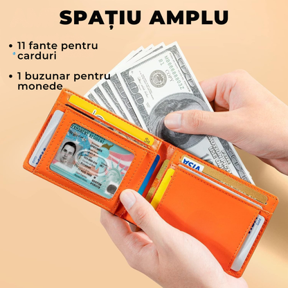 Portofel din piele fină cu protecție RFID®